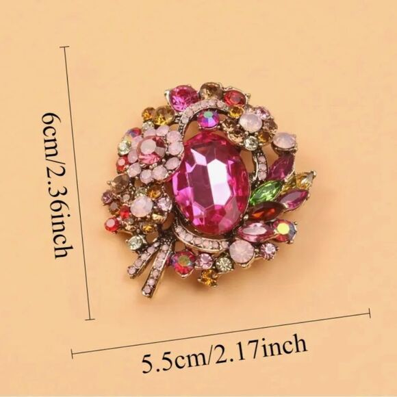 🩷 New Sparkling & Elegant Multicolor Crystal Brooch 🩷 - Picture 4 of 5